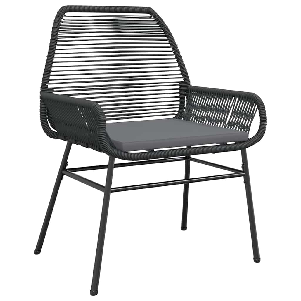 5 dele spisebordssæt til haven m. hynder polyrattan glas sort