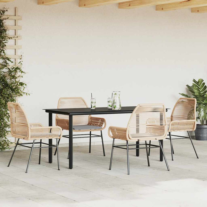 5 dele spisebordssæt til haven m. hynder polyrattan glas brun