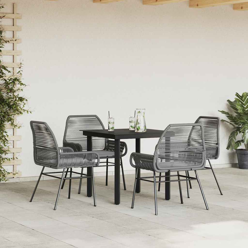 5 dele spisebordssæt til haven med hynder polyrattan glas grå
