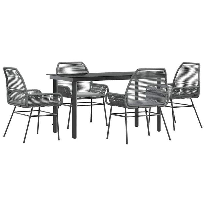 5 dele spisebordssæt til haven med hynder polyrattan glas grå