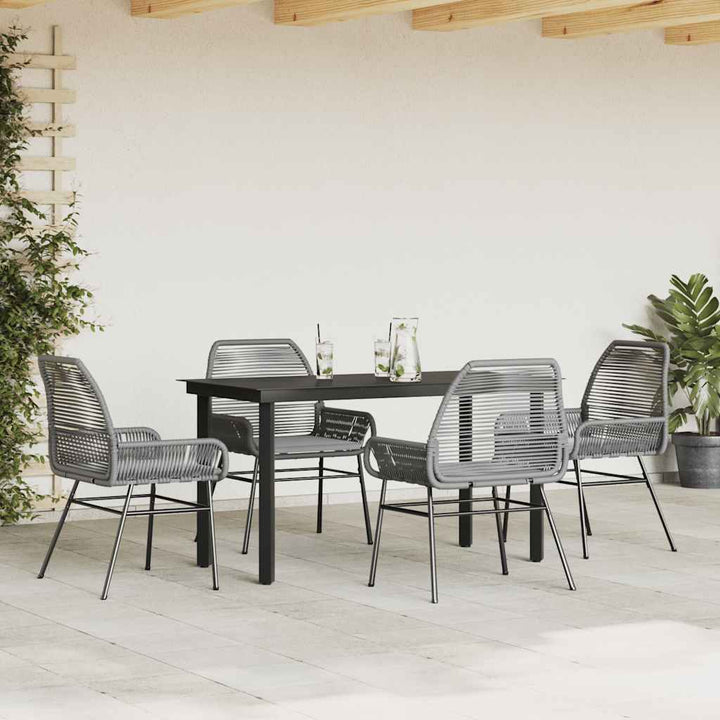 5 dele spisebordssæt til haven med hynder polyrattan glas grå