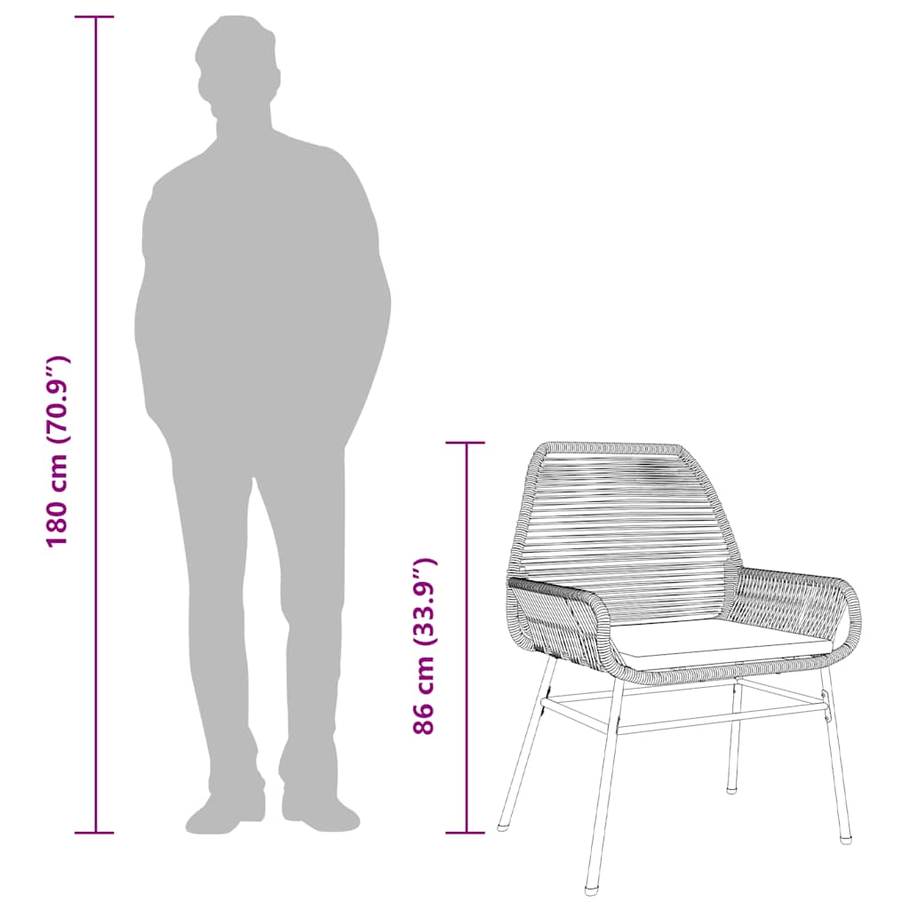 5 dele spisebordssæt til haven med hynder polyrattan glas grå