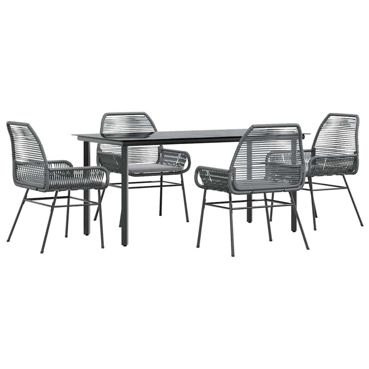 5 dele spisebordssæt til haven med hynder polyrattan glas grå