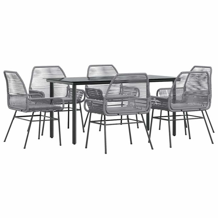 7 dele spisebordssæt til haven med hynder polyrattan glas grå