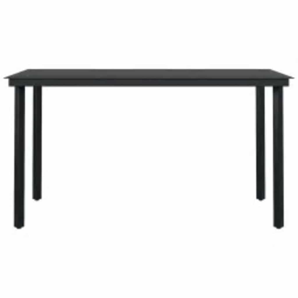5 dele spisebordssæt til haven polyrattan glas sort