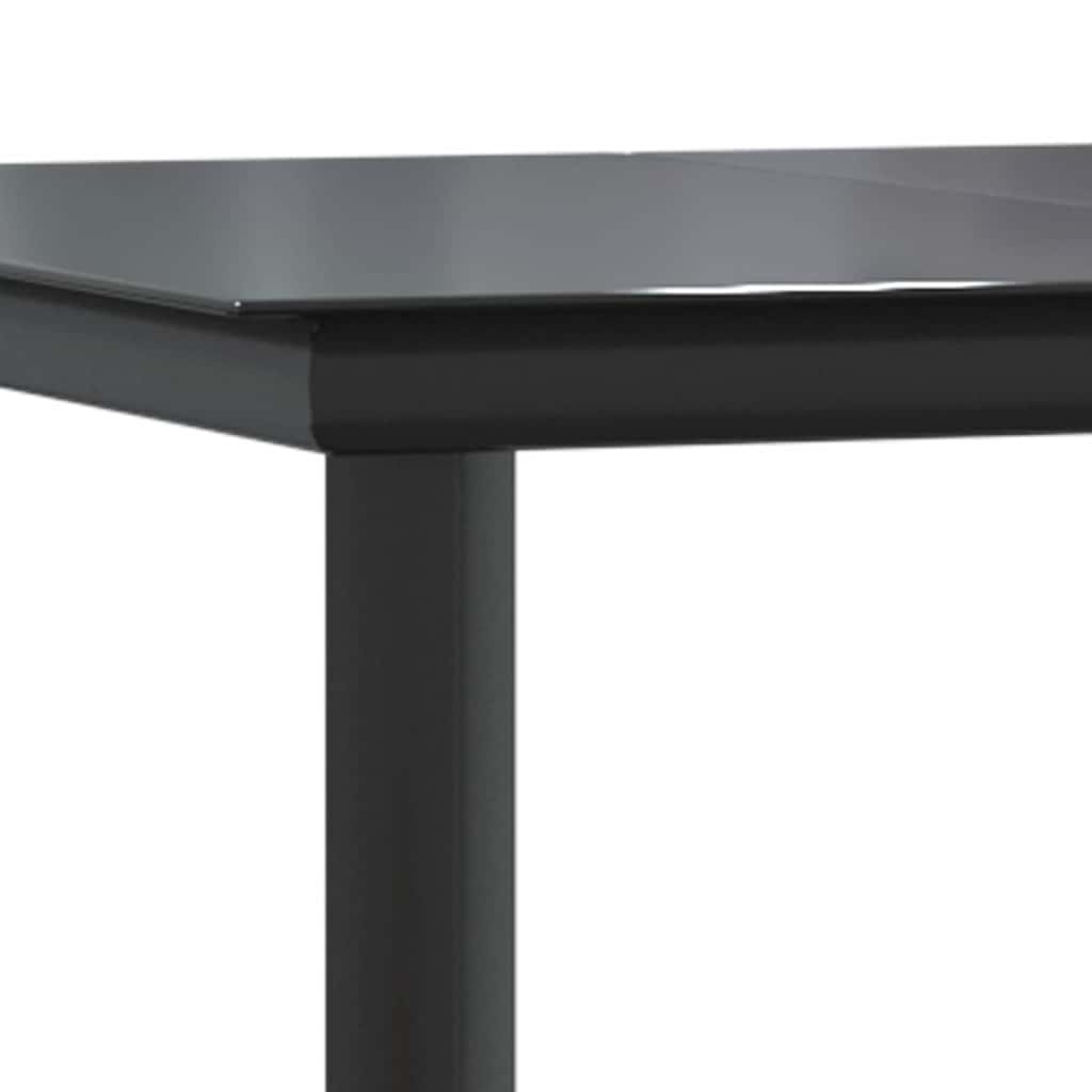 9 dele spisebordssæt til haven polyrattan glas sort
