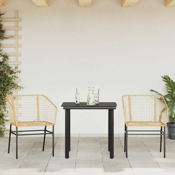 3 dele spisebordssæt til haven polyrattan glas brun