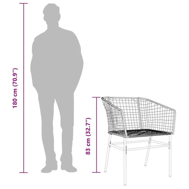 3 dele spisebordssæt til haven polyrattan glas brun