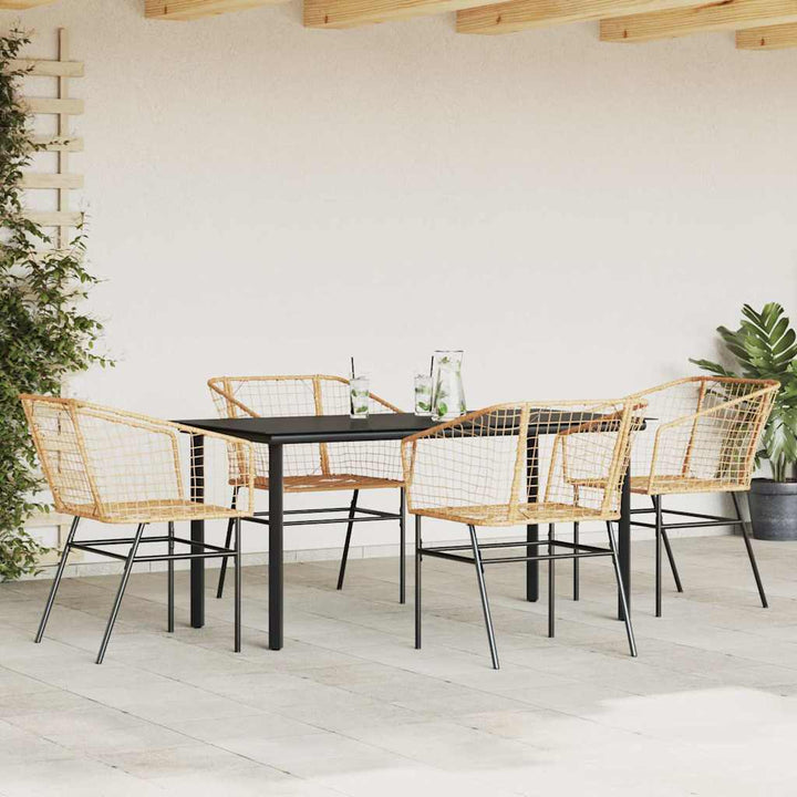 5 dele spisebordssæt til haven polyrattan glas brun