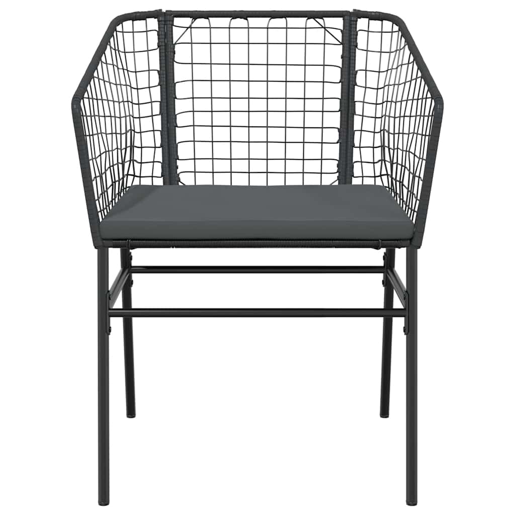 3 dele spisebordssæt til haven m. hynder polyrattan glas sort
