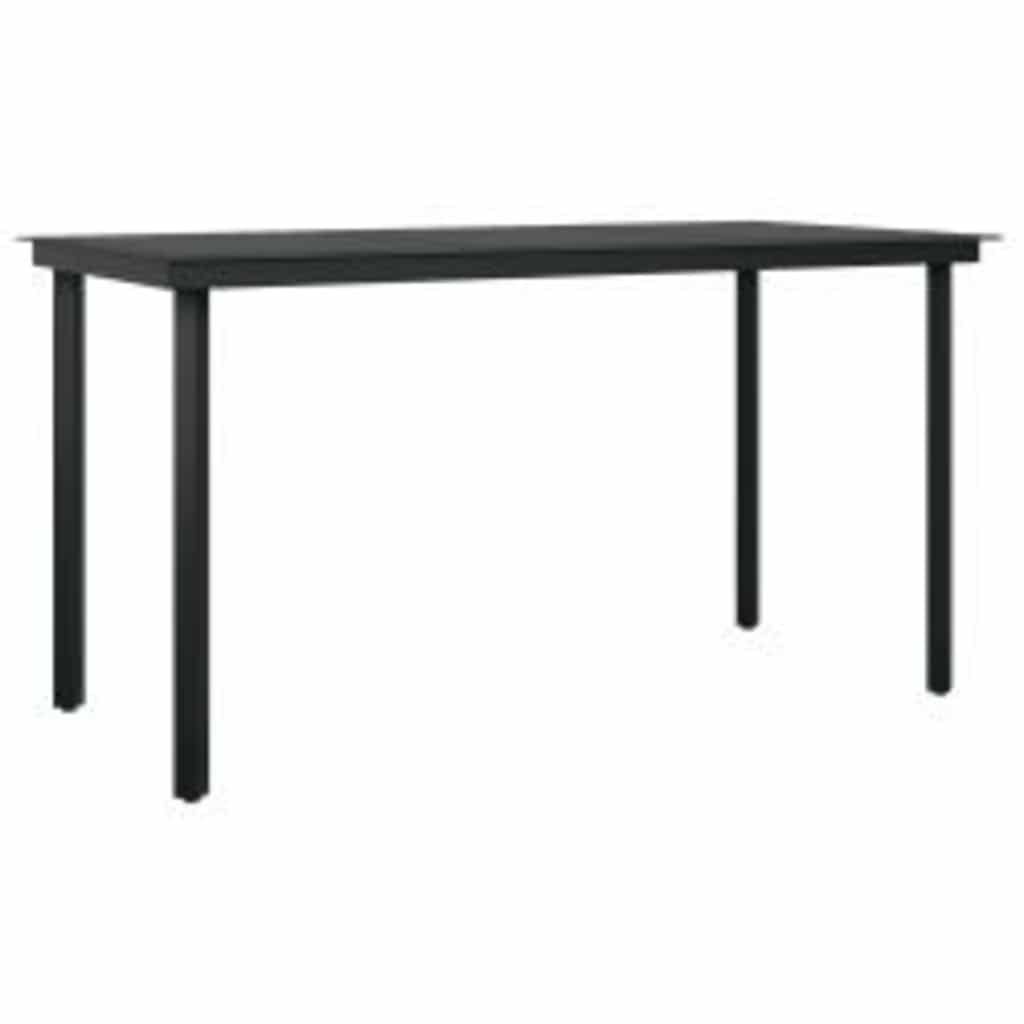 5 dele spisebordssæt til haven m. hynder polyrattan glas sort