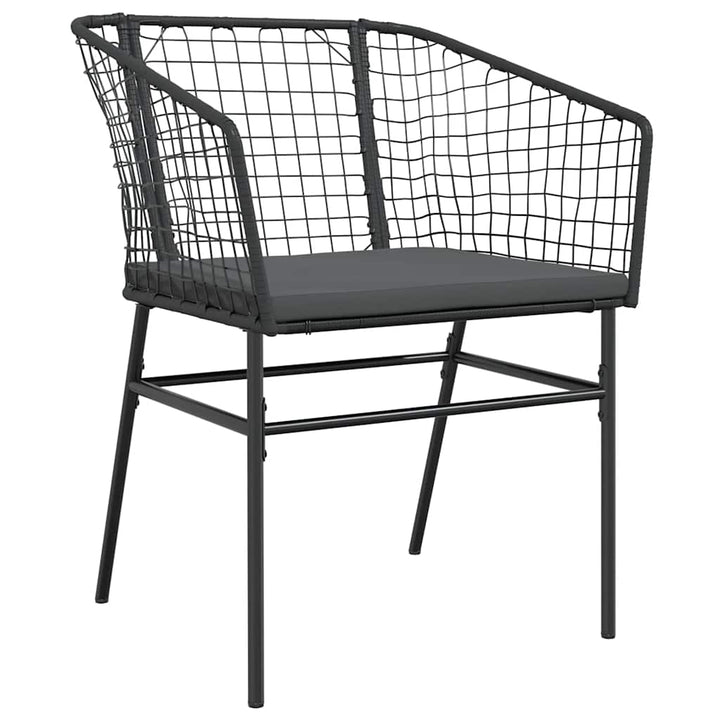 5 dele spisebordssæt til haven m. hynder polyrattan glas sort