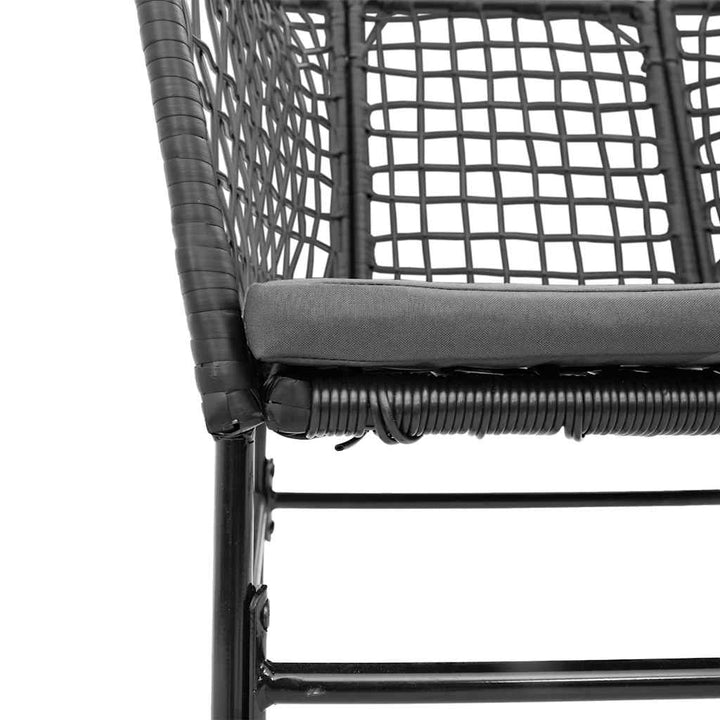 7 dele spisebordssæt til haven m. hynder polyrattan glas sort