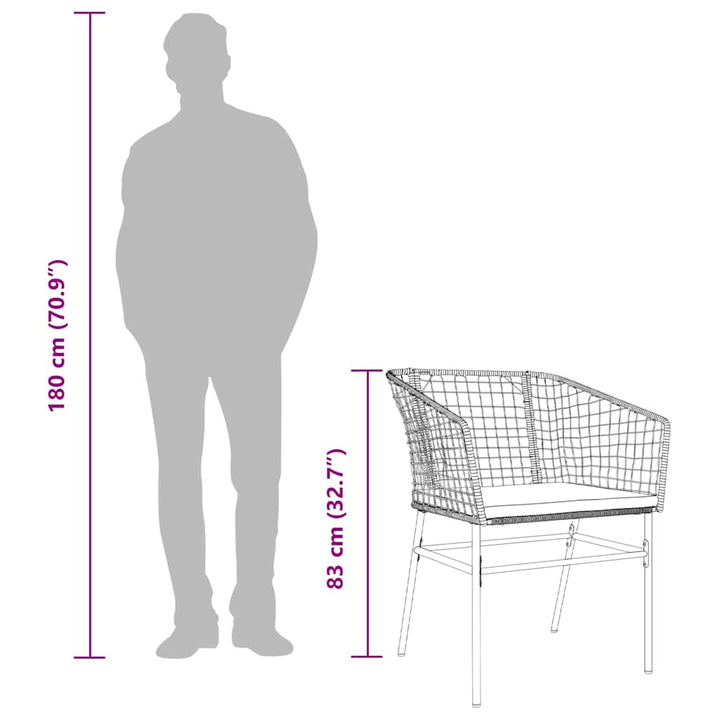 7 dele spisebordssæt til haven m. hynder polyrattan glas sort
