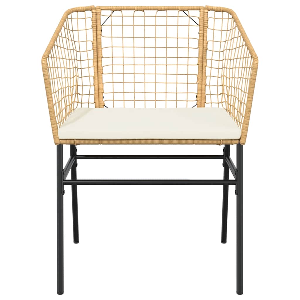 3 dele spisebordssæt til haven m. hynder polyrattan glas brun