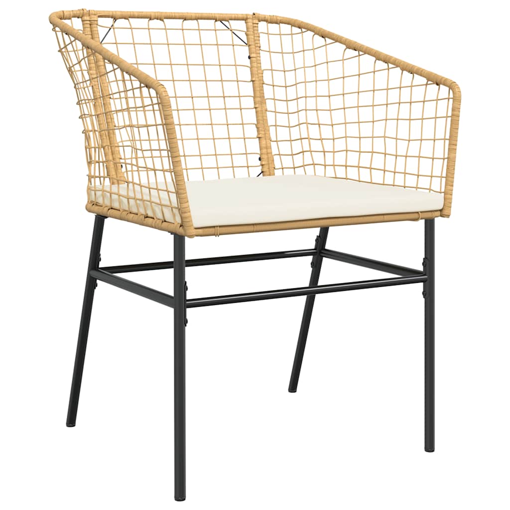 5 dele spisebordssæt til haven m. hynder polyrattan glas brun