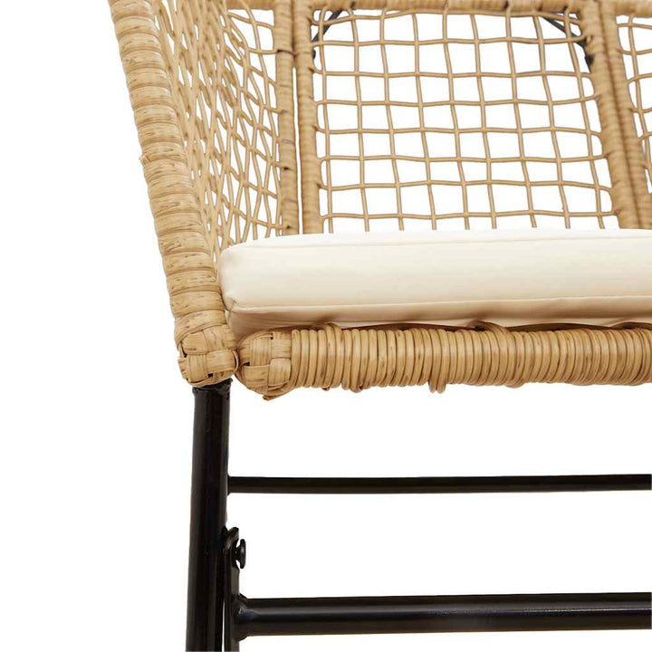 5 dele spisebordssæt til haven m. hynder polyrattan glas brun