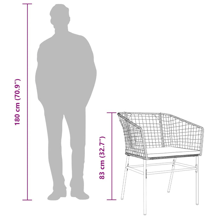 5 dele spisebordssæt til haven m. hynder polyrattan glas brun