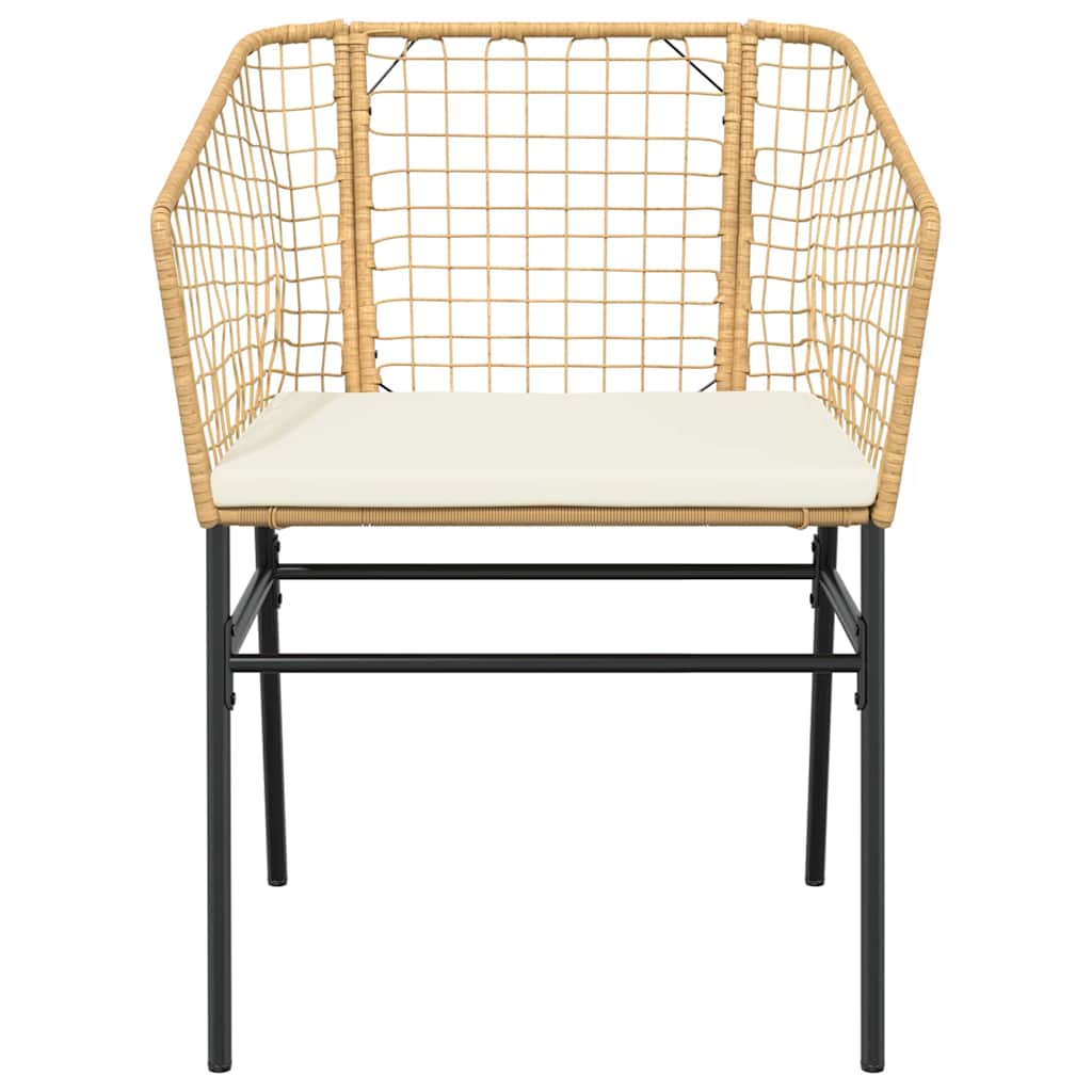 5 dele spisebordssæt til haven m. hynder polyrattan glas brun