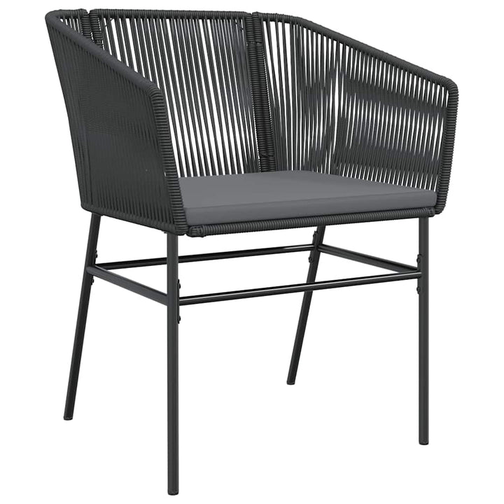 5 dele spisebordssæt til haven m. hynder polyrattan glas sort