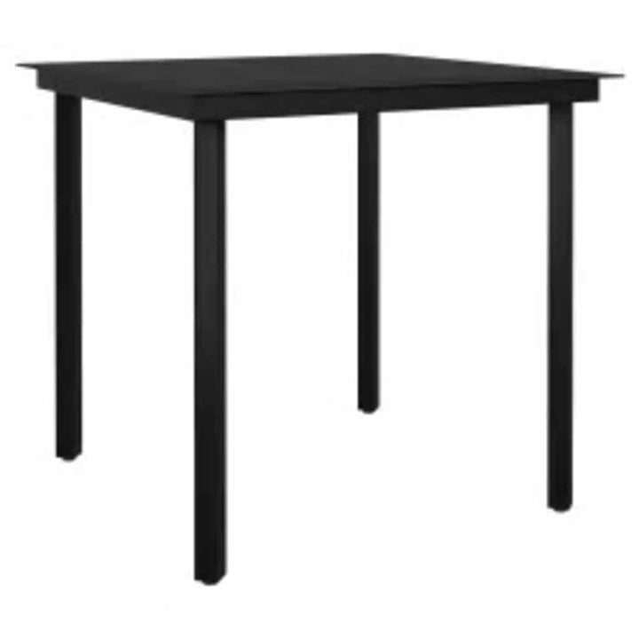 5 dele spisebordssæt til haven m. hynder polyrattan glas sort
