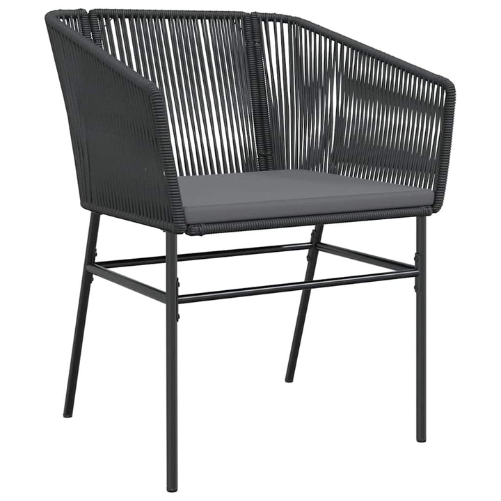 5 dele spisebordssæt til haven m. hynder polyrattan glas sort