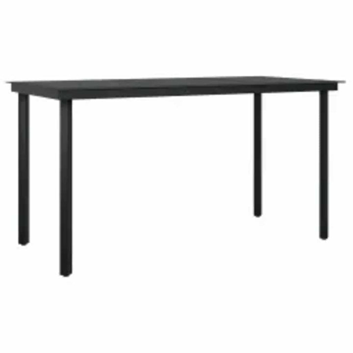 5 dele spisebordssæt til haven m. hynder polyrattan glas sort