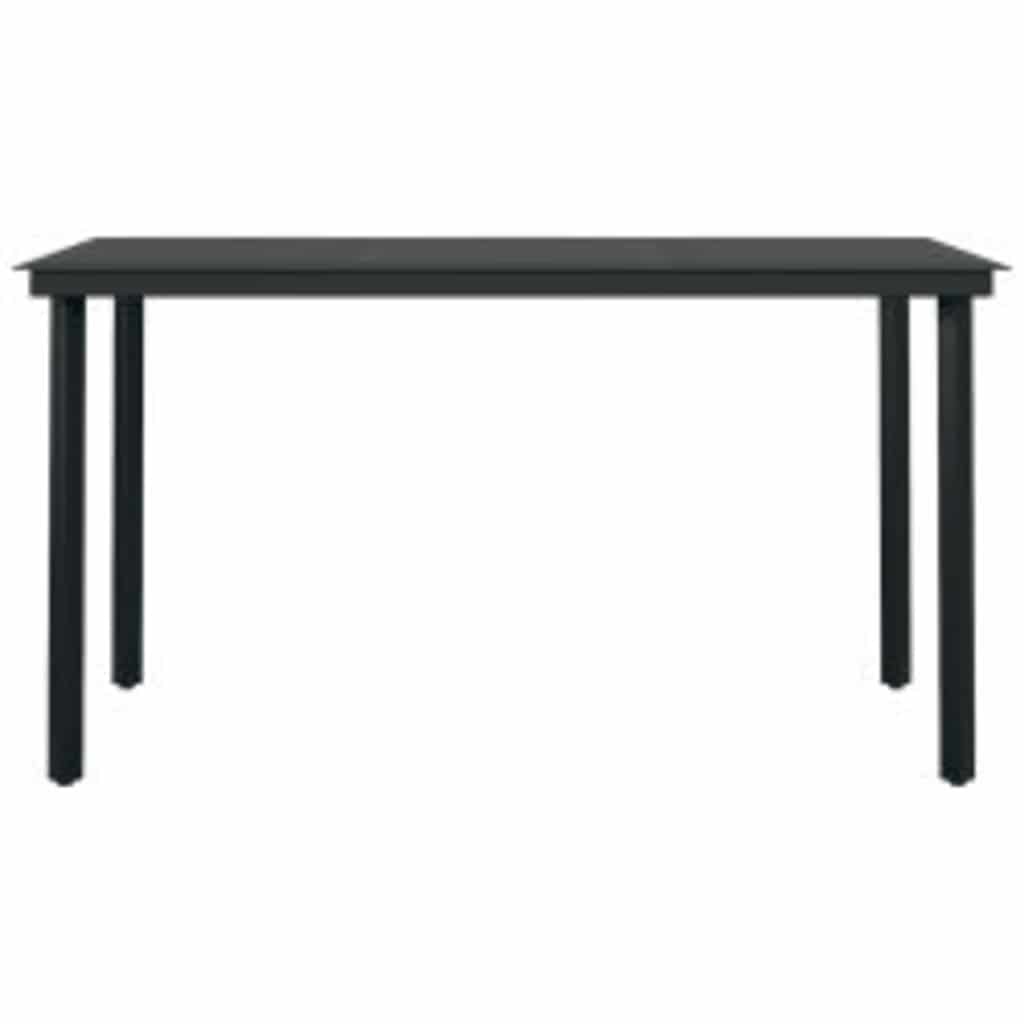 5 dele spisebordssæt til haven m. hynder polyrattan glas sort