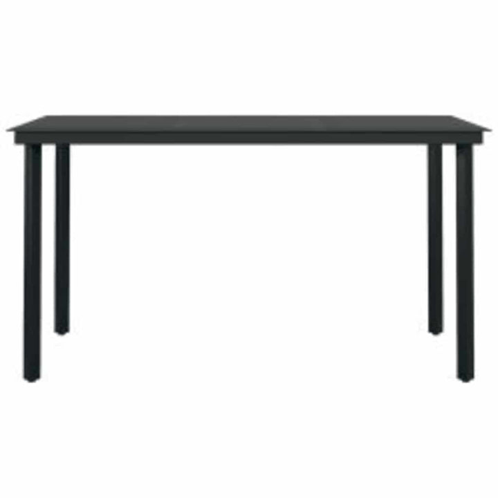 5 dele spisebordssæt til haven m. hynder polyrattan glas sort