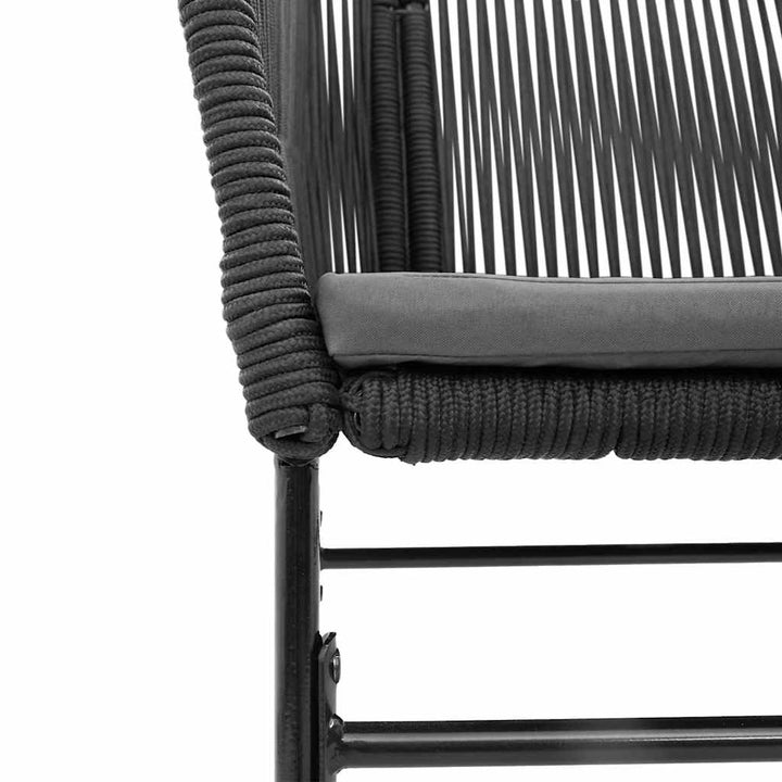 5 dele spisebordssæt til haven m. hynder polyrattan glas sort