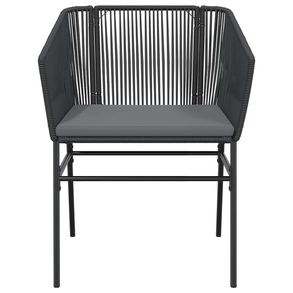 5 dele spisebordssæt til haven m. hynder polyrattan glas sort