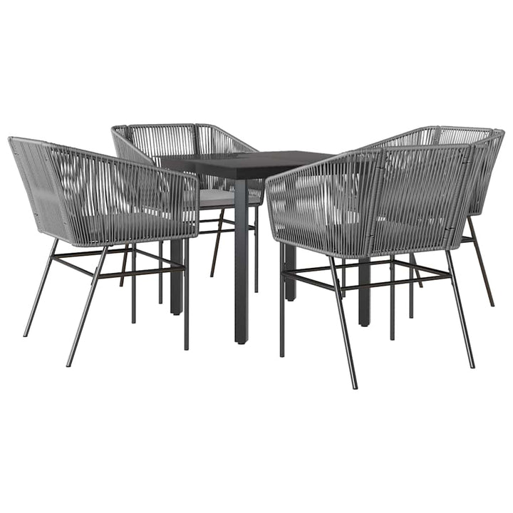 5 dele spisebordssæt til haven med hynder polyrattan glas grå