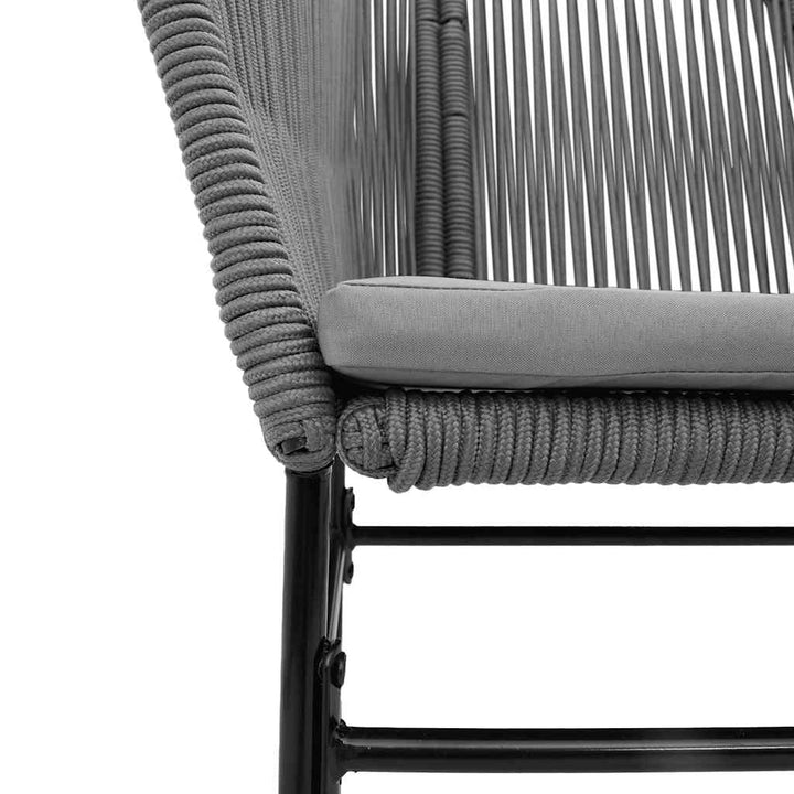 5 dele spisebordssæt til haven med hynder polyrattan glas grå