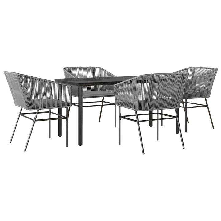5 dele spisebordssæt til haven med hynder polyrattan glas grå