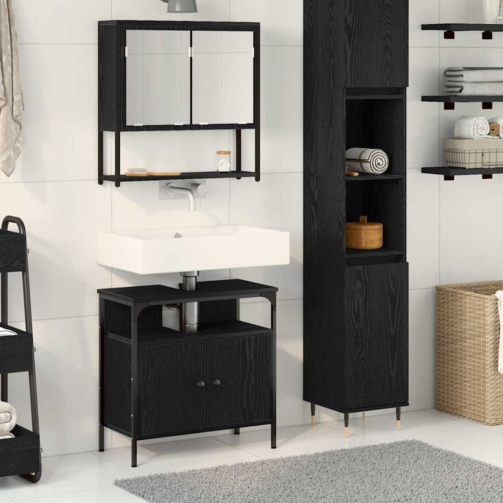 Badeværelsesmøbel sæt med opbevaring 2 pcs Sort 60 x 30 x 60 cm