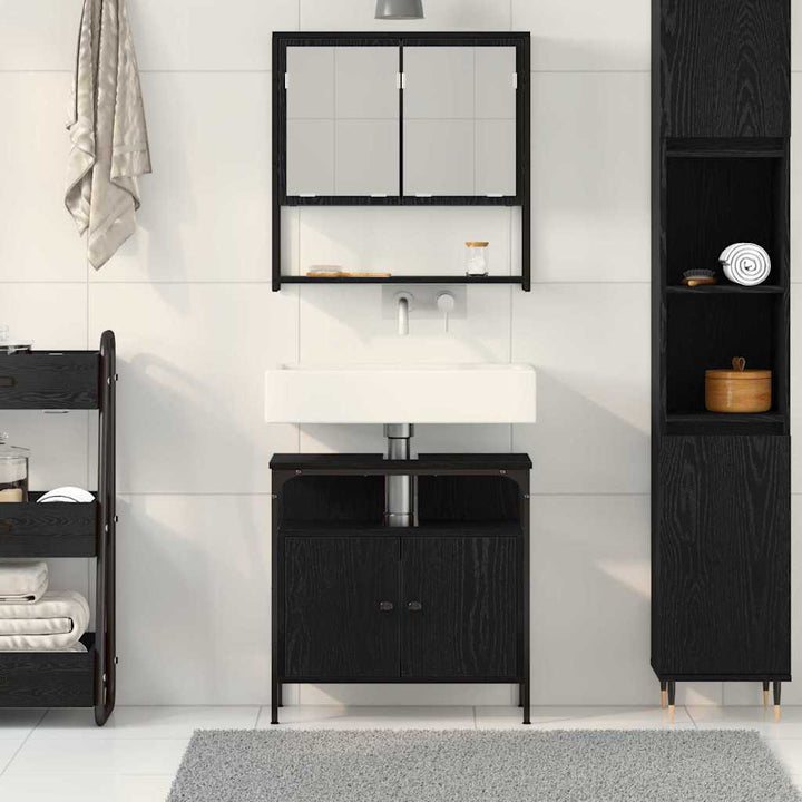Badeværelsesmøbel sæt med opbevaring 2 pcs Sort 60 x 30 x 60 cm