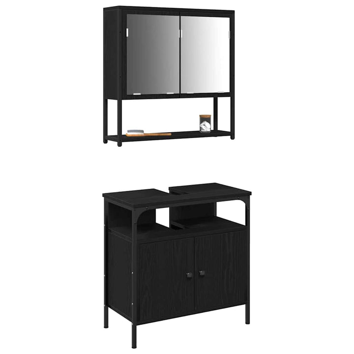 Badeværelsesmøbel sæt med opbevaring 2 pcs Sort 60 x 30 x 60 cm