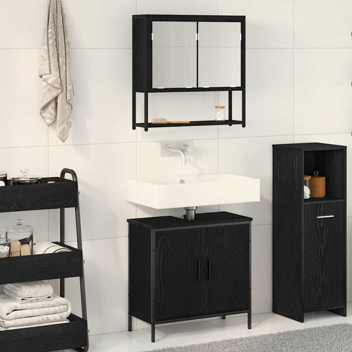 Badeværelsesmøbel sæt med opbevaring 2 pcs Sort 60 x 30 x 60 cm