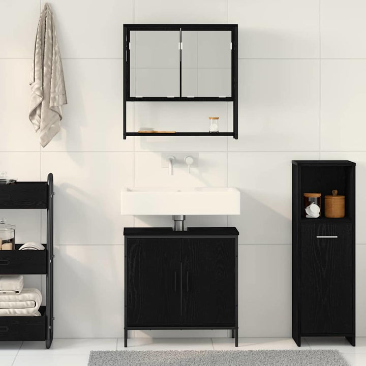 Badeværelsesmøbel sæt med opbevaring 2 pcs Sort 60 x 30 x 60 cm