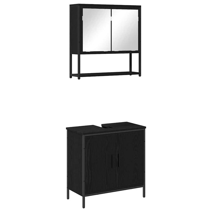 Badeværelsesmøbel sæt med opbevaring 2 pcs Sort 60 x 30 x 60 cm