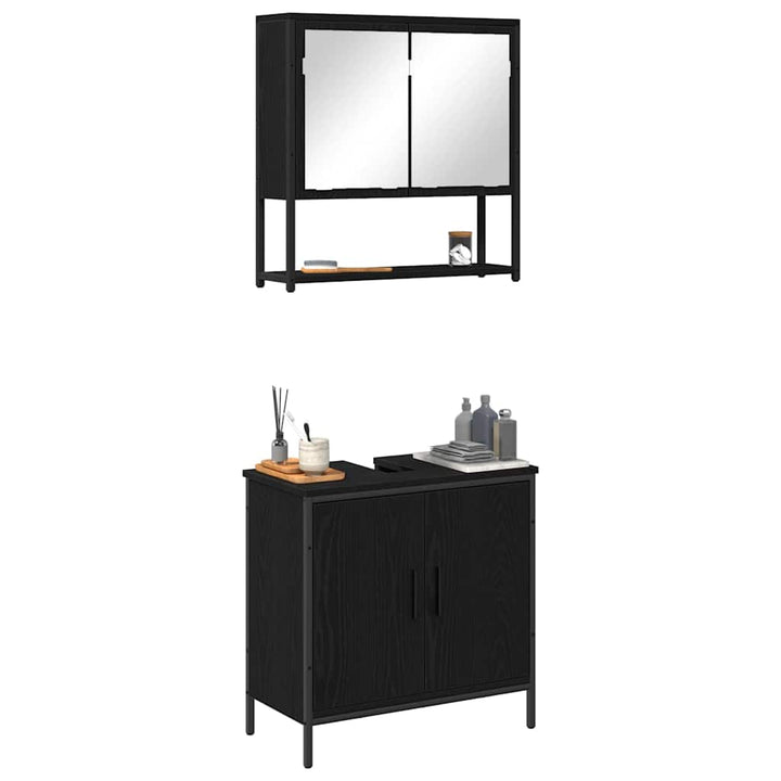 Badeværelsesmøbel sæt med opbevaring 2 pcs Sort 60 x 30 x 60 cm