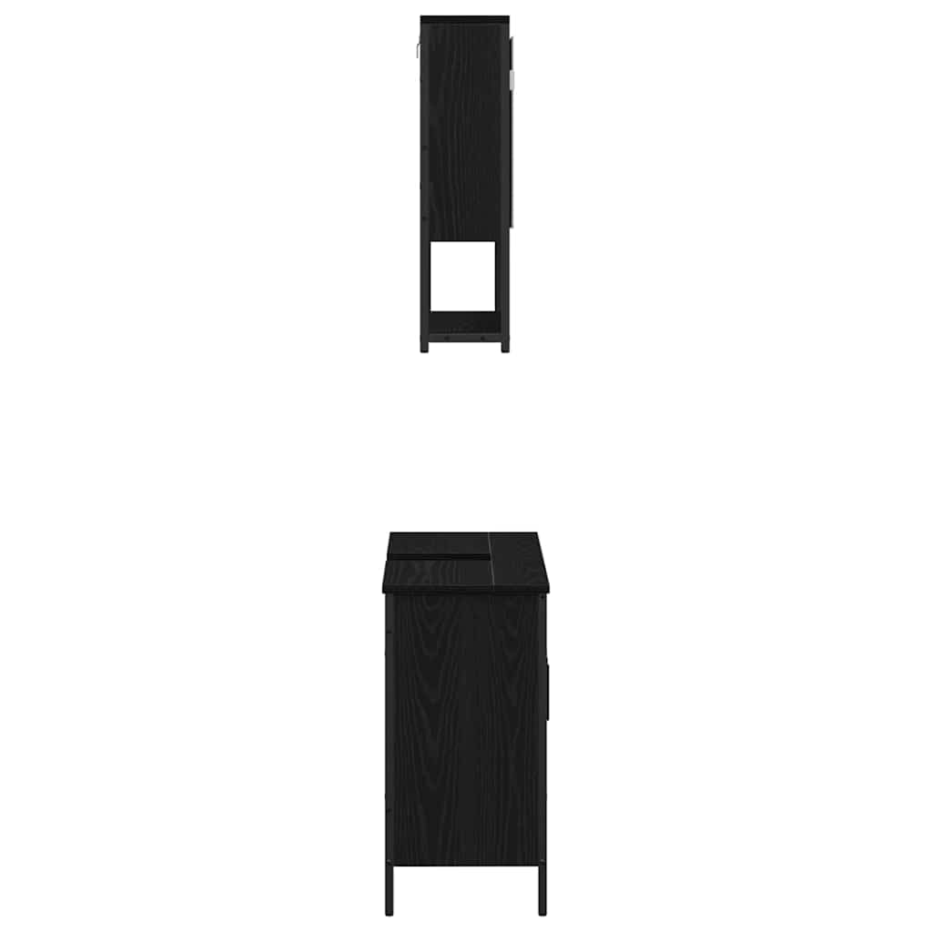Badeværelsesmøbel sæt med opbevaring 2 pcs Sort 60 x 30 x 60 cm