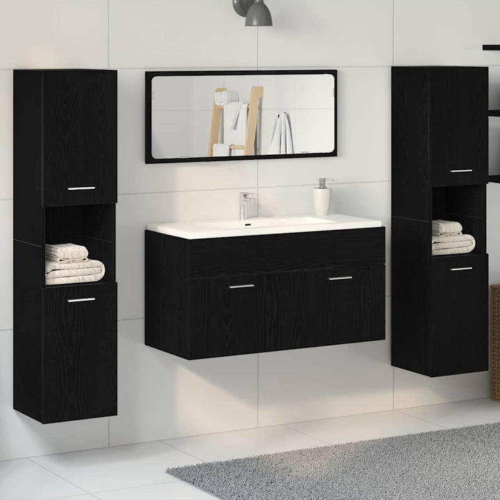 Badeværelsesmøbel Sæt med dør 4 pcs Sort eg 41 x 38.5 x 46 cm