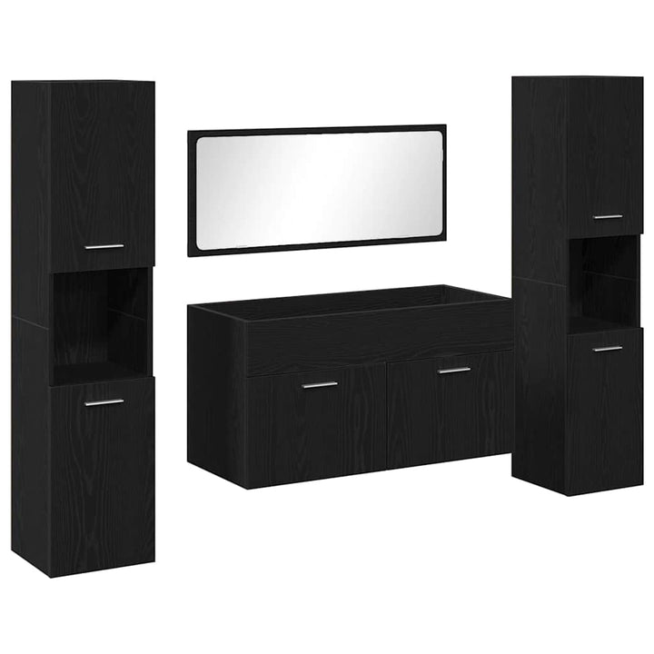 Badeværelsesmøbel Sæt med dør 4 pcs Sort eg 41 x 38.5 x 46 cm