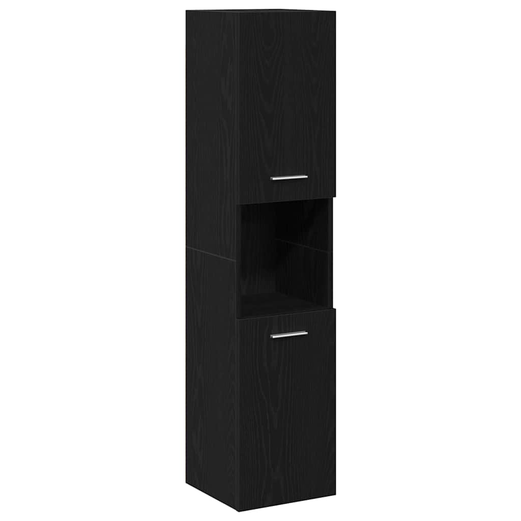 Badeværelsesmøbel Sæt med dør 4 pcs Sort eg 41 x 38.5 x 46 cm
