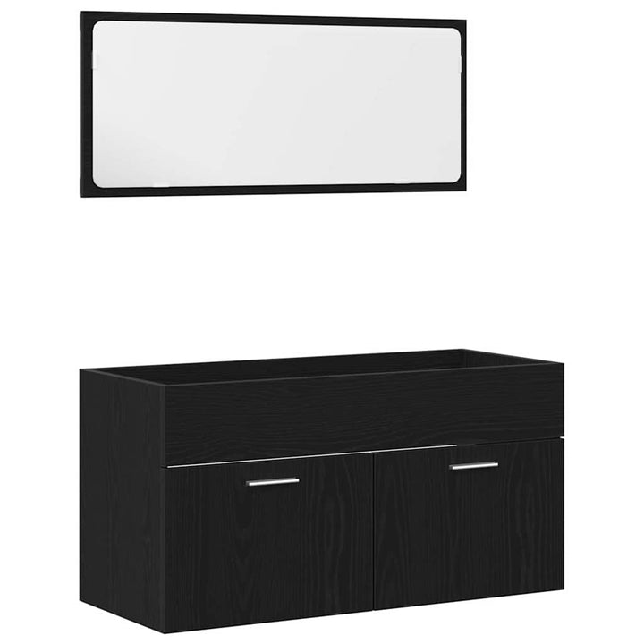 Badeværelsesmøbel Sæt med dør 4 pcs Sort eg 41 x 38.5 x 46 cm