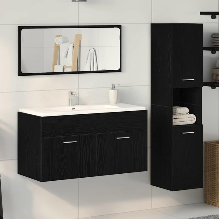 Badeværelsesmøbel Sæt med dør 3 pcs Sort eg 60 x 38.5 x 46 cm