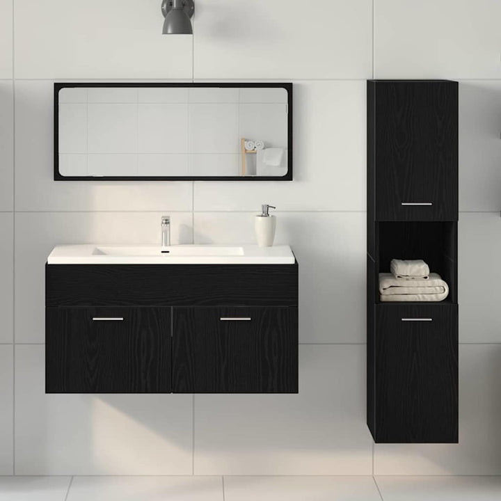 Badeværelsesmøbel Sæt med dør 3 pcs Sort eg 60 x 38.5 x 46 cm