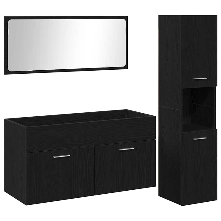 Badeværelsesmøbel Sæt med dør 3 pcs Sort eg 60 x 38.5 x 46 cm