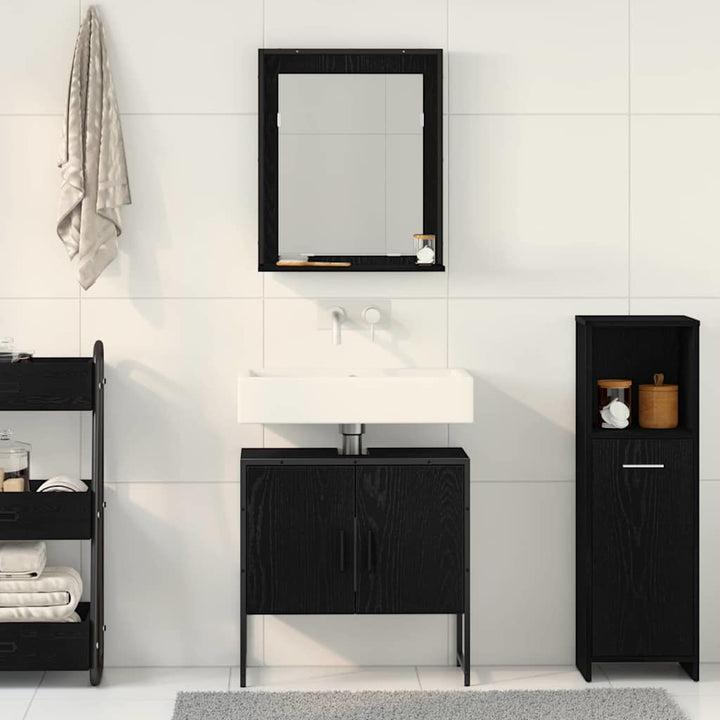 Badeværelsesmøbel sæt med opbevaring 2 pcs Sort 60 x 33 x 60 cm